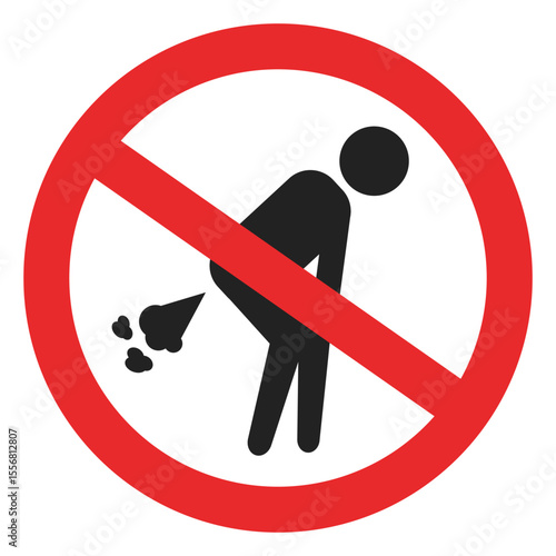Isolated illustration silhouette no farting prohibited, fart forbidden sign