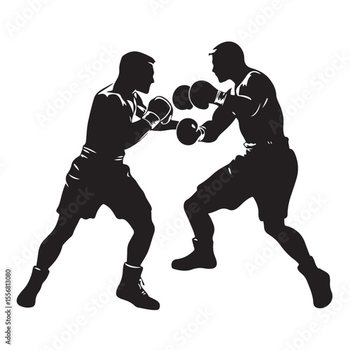 silhouette of athletes boxers vector