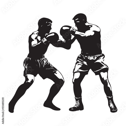 silhouette of athletes boxers vector