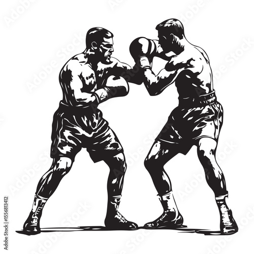 silhouette of athletes boxers vector