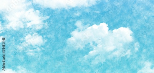 Fotografia Large cumulus cloud floating in painterly sky illustration with scattered wispy