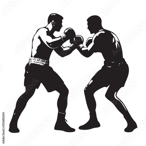 silhouette of athletes boxers vector