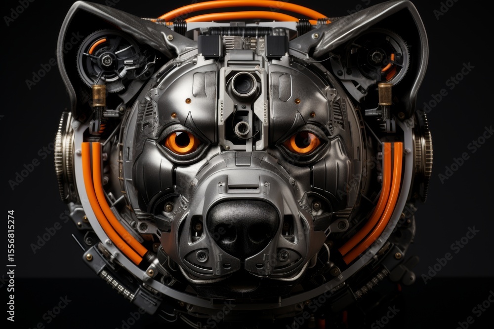 Obraz premium Intricate portrait of a robotic creature set against a minimalist clean background design