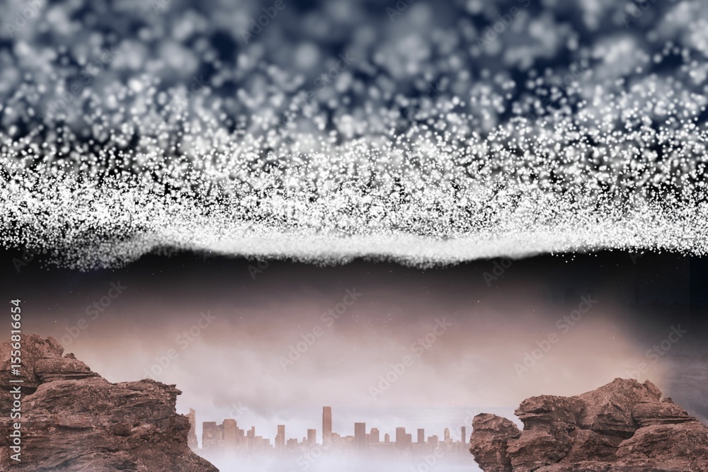 Fototapeta premium Bright stars of energy over cityscape