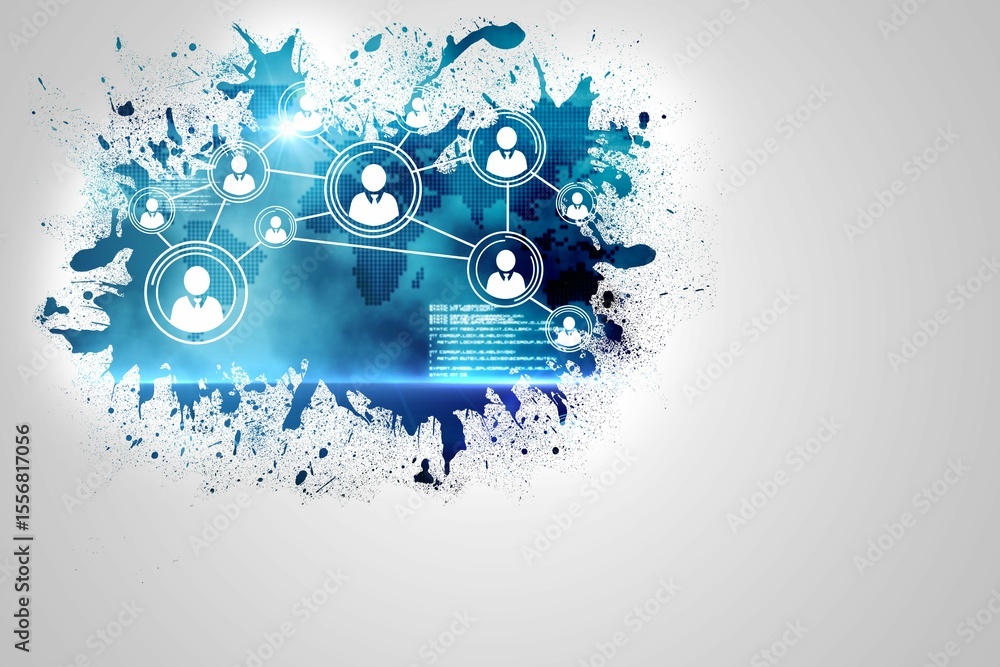 Obraz premium Splash on wall revealing technology interface