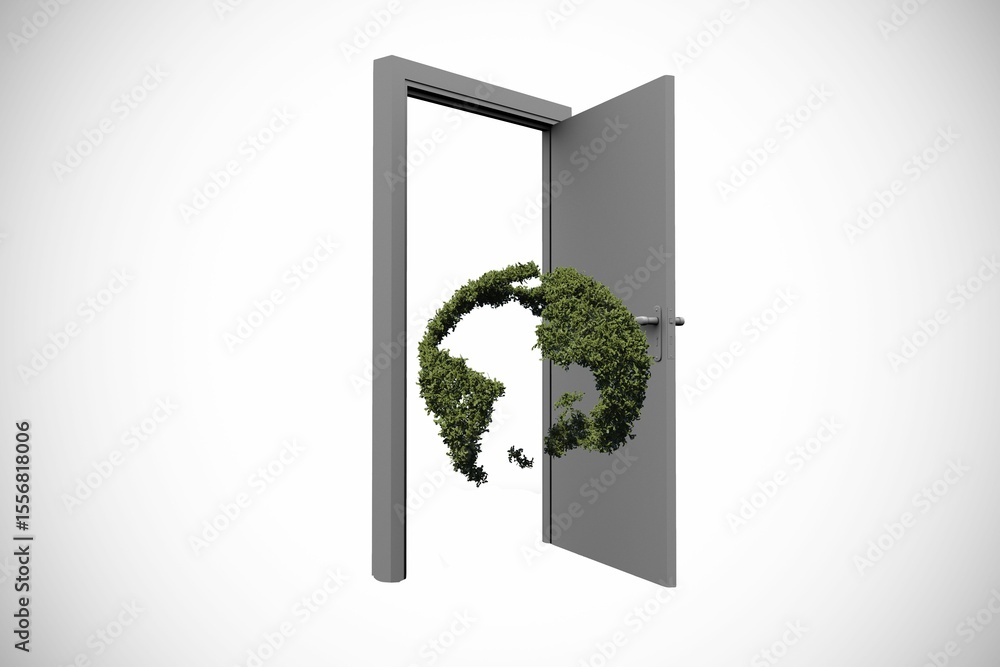 Naklejka premium Topiary of globe at doorway