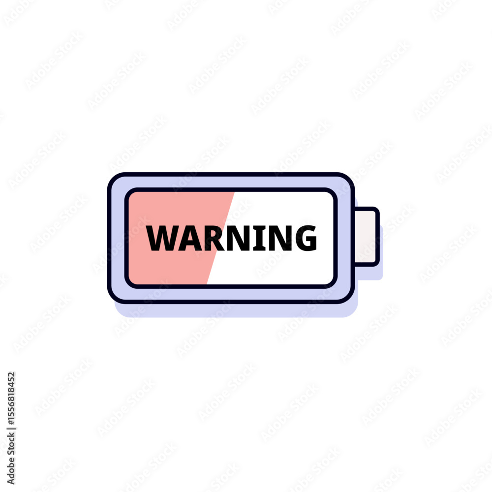 A battery icon with a red segment and 'WARNING' text, signaling a critical low power level or an issue requiring immediate attention. A battery icon with a red segment and 'WARNING' text, signaling a critical low power level or an issue requiring immediate attention.