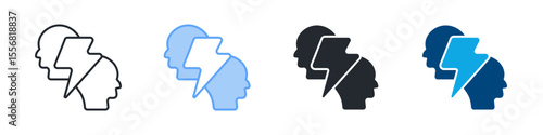 Conflict Resolution Icon Set Multiple Style. Designed In Outline, Blue, Glyph, Dual Tone