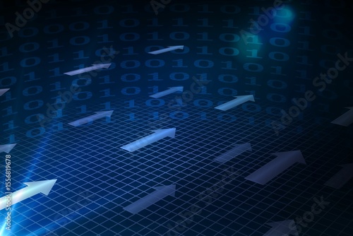 Grid and arrows on black background