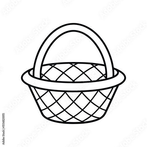 wicker basket vector icon line art illustration