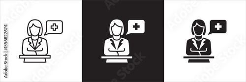 Doctor icon. Nurse medical staff icon. Healthcare symbol. Icon symbol compatible for medic consultation, surgeon, nurse, physician, health care. Vector illustration