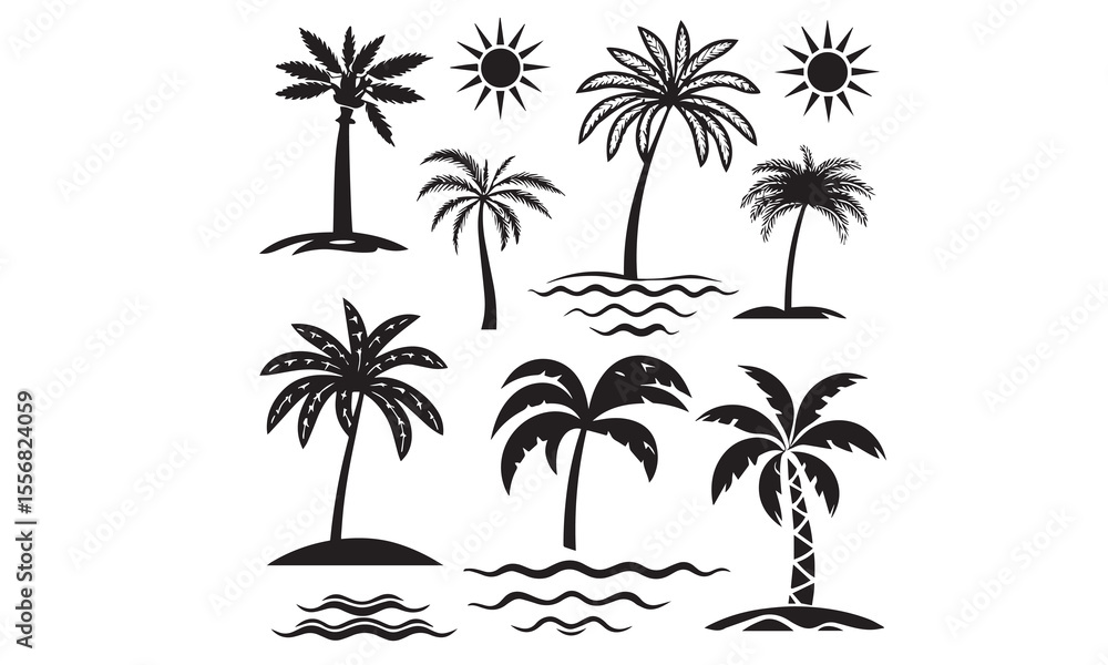Naklejka premium A tropical beach and surf themed vector