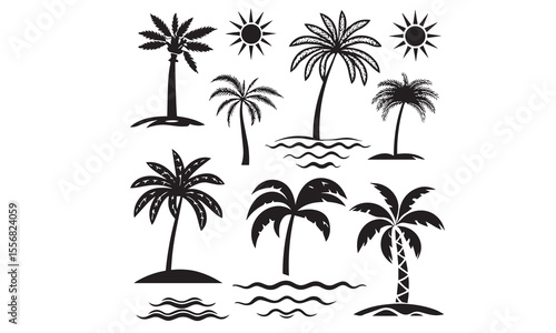 A tropical beach and surf themed vector
