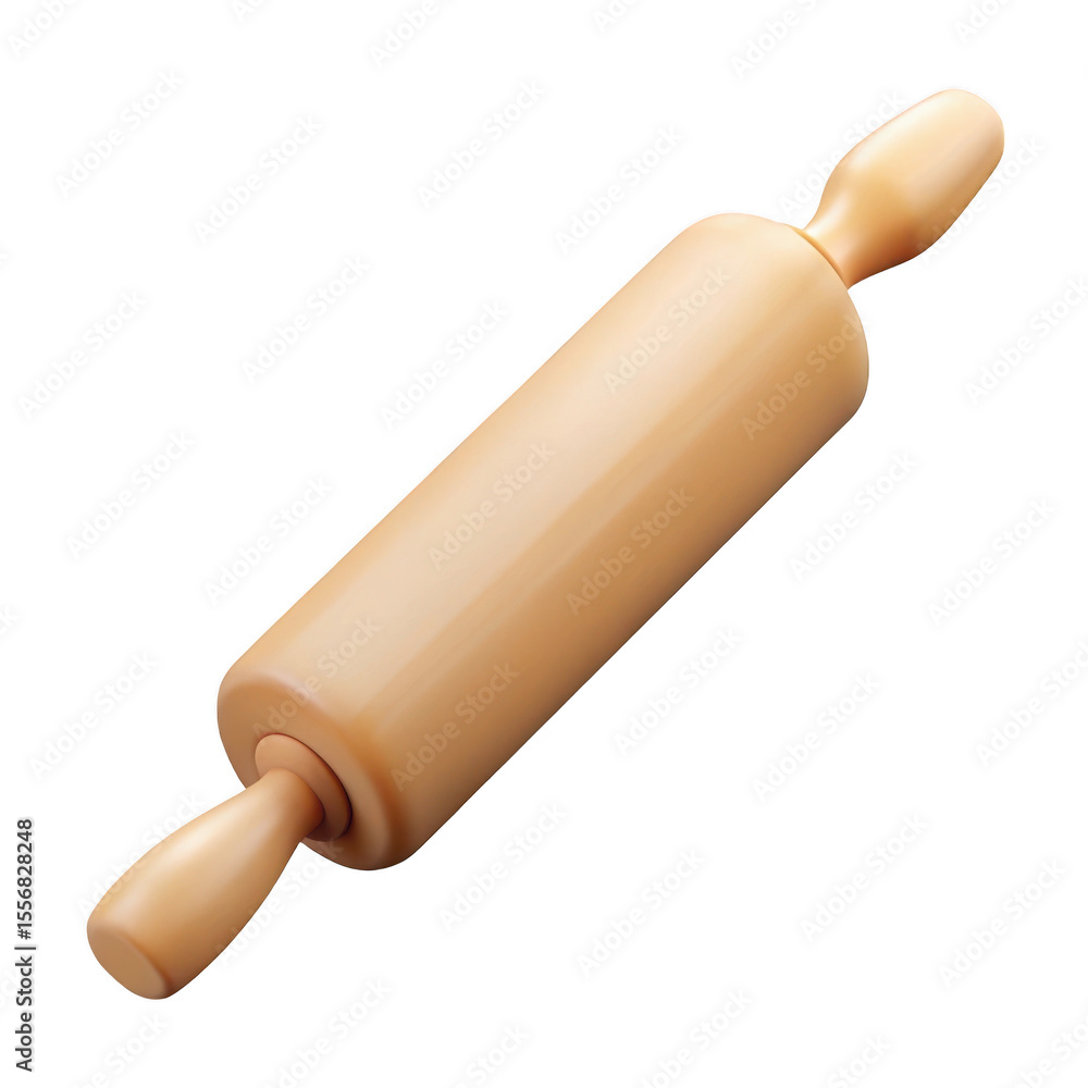 3d realistic wooden rolling pin isolated on transparent background 3d realistic wooden rolling pin isolated on transparent background