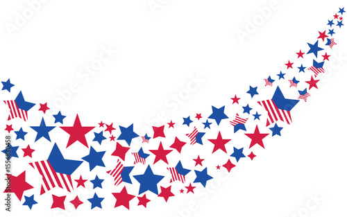 Patriotic American Flag Border with Stars – 4th of July Celebration Banner Design
