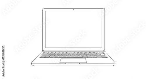 A simple line drawing of an open laptop computer, showing the screen, keyboard, and trackpad.