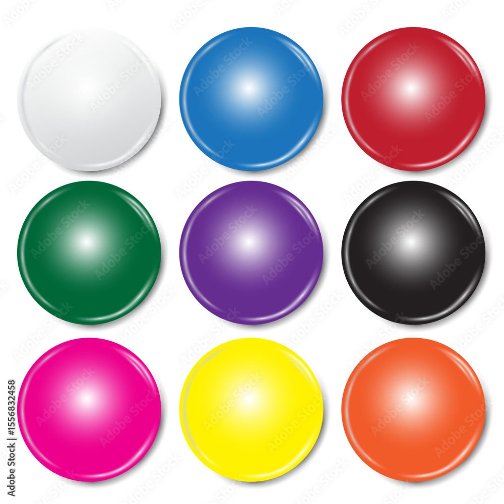 Realistic coloured badges Realistic coloured badges