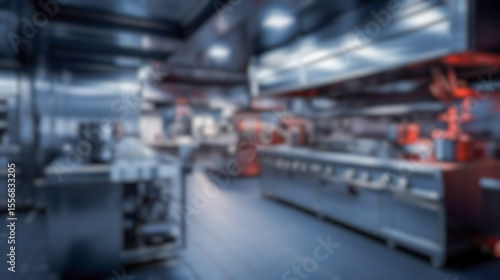 Wallpaper Mural Blurred restaurant open Kitchen. Defocused interior of indoor hotel cooking countertop with professional utensils background. Empty kitchenware store Torontodigital.ca