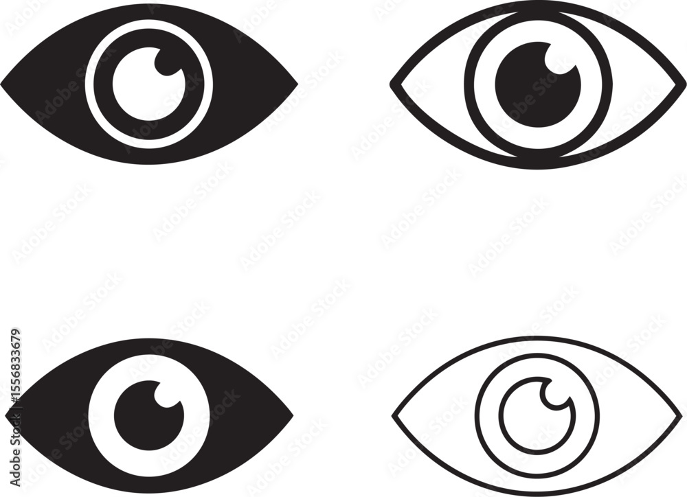 Simple Eye and Vision Icon Set in Glyph and Outline Simple Eye and Vision Icon Set in Glyph and Outline