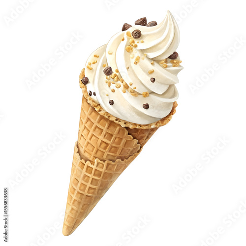 Vibrant Soft Serve Cone with Bold Flavors