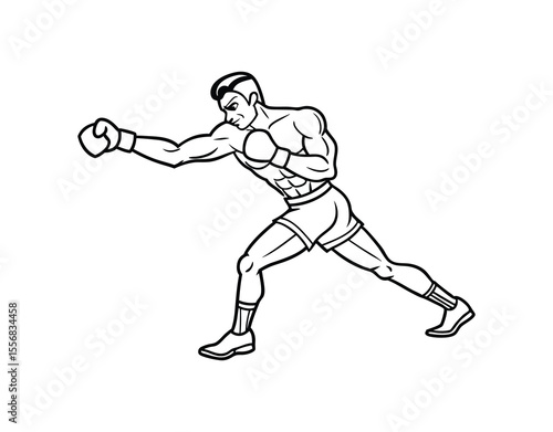 A boxer line drawing vector on white background 