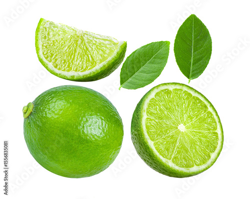 Fresh lime Isolated on transparent png (Image from camera)