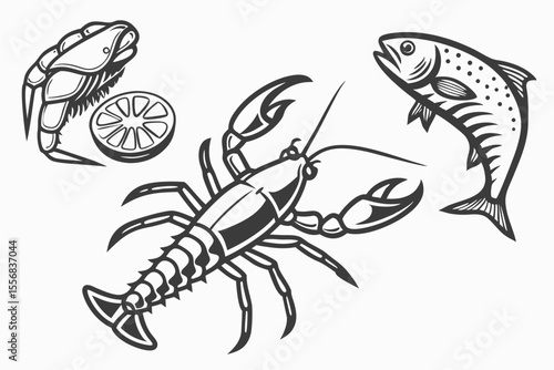 crayfish on a white background
