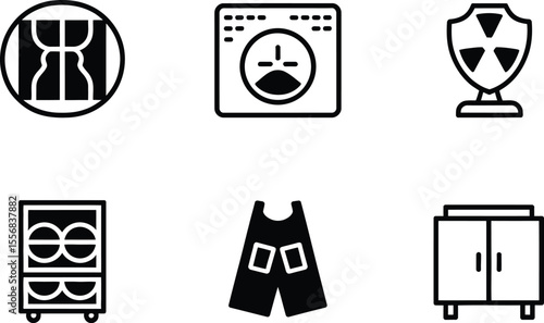 Black and White Icon Set Medical Equipment Safety Clothing