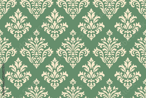Damask Ethnic Ikat Floral Pattern in Traditional Seamless Embroidery Style, Abstract Ornamental Textile Fabric Design for Clothing, Home Decoration and Background Illustration.