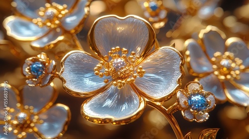 Delicate, golden flowers with frosted, light blue petals