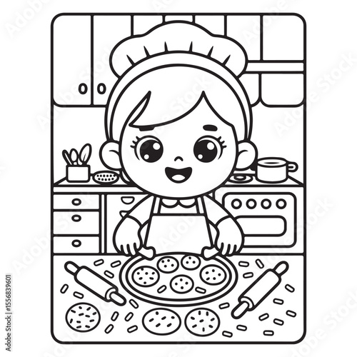 Girl Moments: Cute & Comfy” Coloring Page, Girl Moments Cute & Comfy Coloring Book Pages , Line art, Easy bold coloring page, Coloring page, Cute kawaii girl coloring page, Comfy life, Cozy moment