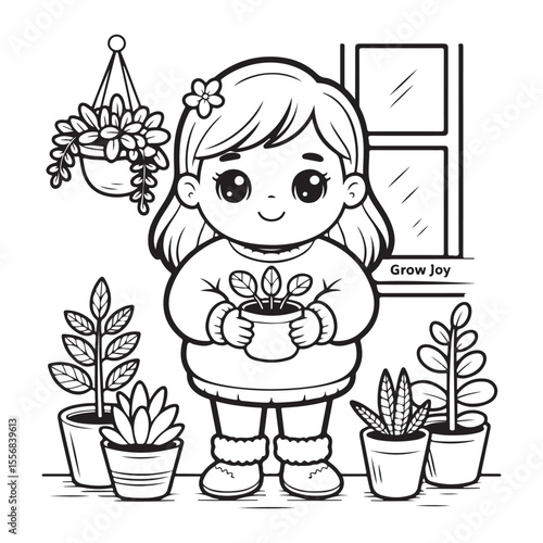 Girl Moments: Cute & Comfy” Coloring Page, Girl Moments Cute & Comfy Coloring Book Pages , Line art, Easy bold coloring page, Coloring page, Cute kawaii girl coloring page, Comfy life, Cozy moment