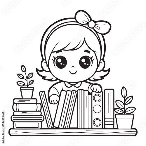 Girl Moments: Cute & Comfy” Coloring Page, Girl Moments Cute & Comfy Coloring Book Pages , Line art, Easy bold coloring page, Coloring page, Cute kawaii girl coloring page, Comfy life, Cozy moment