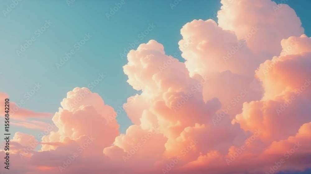 Cotton Candy Clouds Against a Clear Blue Sky – Whimsical Weather Scene Cotton Candy Clouds Against a Clear Blue Sky – Whimsical Weather Scene