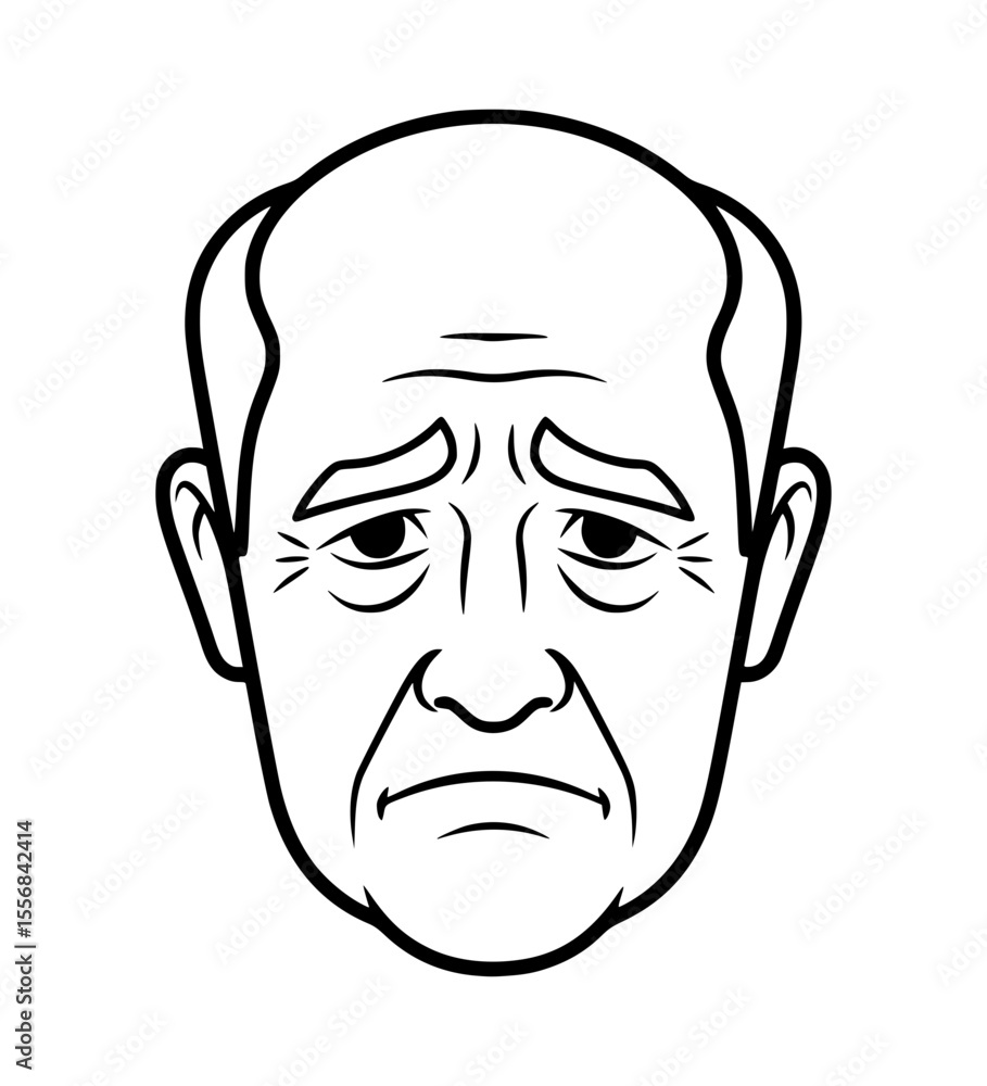 Displeased Grandfather Face Line Art Displeased Grandfather Face Line Art
