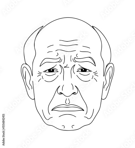 Disgusted Grandfather Face Line Art