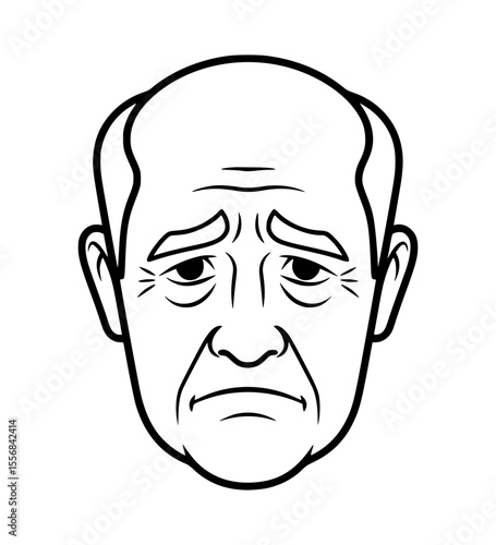 Displeased Grandfather Face Line Art