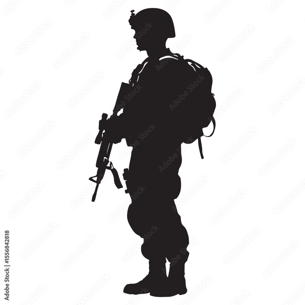 Male army soldier silhouette Male army soldier silhouette