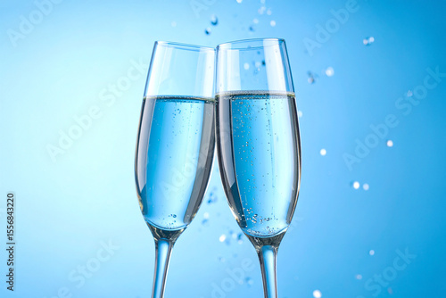 Wallpaper Mural 爽やかな青い背景とシャンパンイメージ Torontodigital.ca