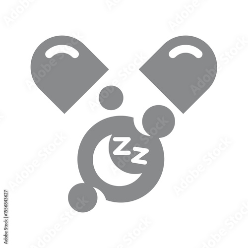 Sleeping pill vector icon. Sleepiness and insomnia disorder drug capsule.