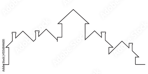 Real estate neighborhood skyline vector illustration offering affordable home ownership