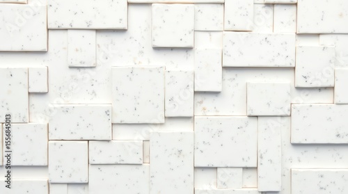 Close-up of an abstract white stone mosaic tile pattern, ideal for use in home decor, wall surfaces, or backgrounds.