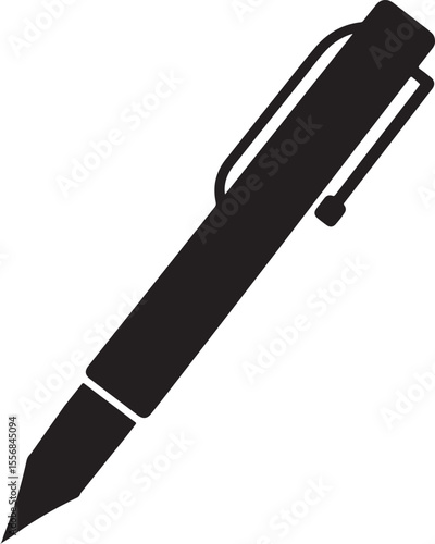 pen silhouette vector, pen icon, Fountain Pen black silhouette isolated on white background