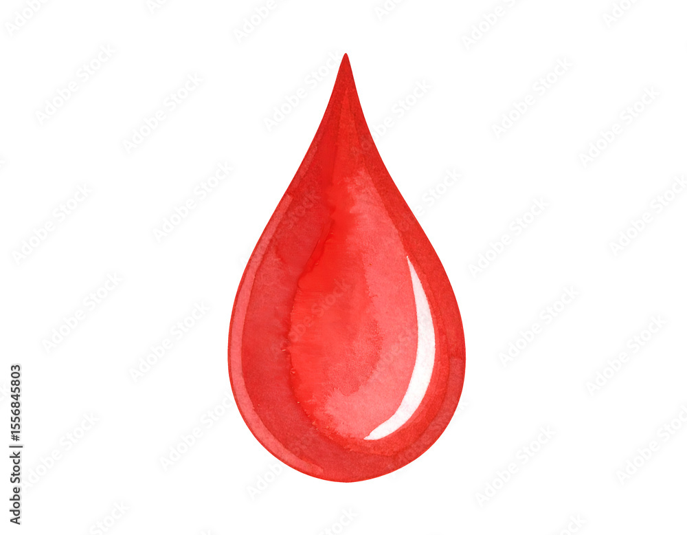 Obraz premium single thick red ketchup drop watercolor illustration on isolated background for food design ingredient splash or dripping concept 