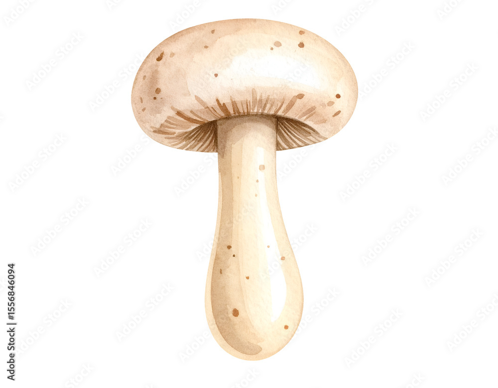 Fototapeta premium whole champignon mushroom watercolor style isolated on transparent background