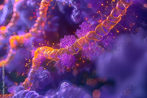 Abstract peptide structure glowing in soft artistic scientific design