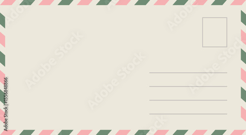 Postcard Back with Airmail Stripe Border