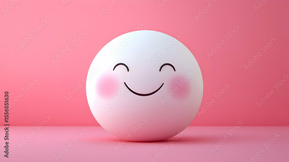 Obraz premium Smooth White Smiley Face on Pink Background