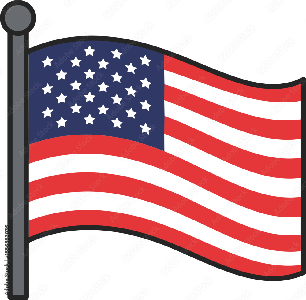 Fototapeta premium USA flag waving in the wind with red and white stripes 