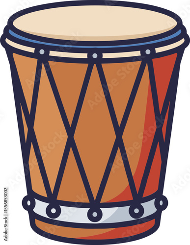 Colorful conga drum with detailed patterns in a modern design  